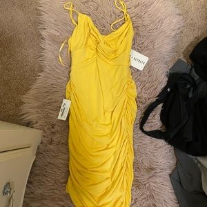 yellow scrunch dress